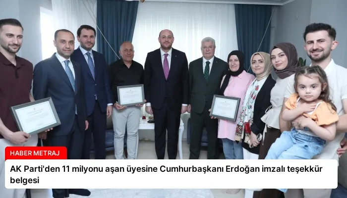 AK Parti’den 11 milyonu aşan üyesine Cumhurbaşkanı Erdoğan imzalı teşekkür belgesi